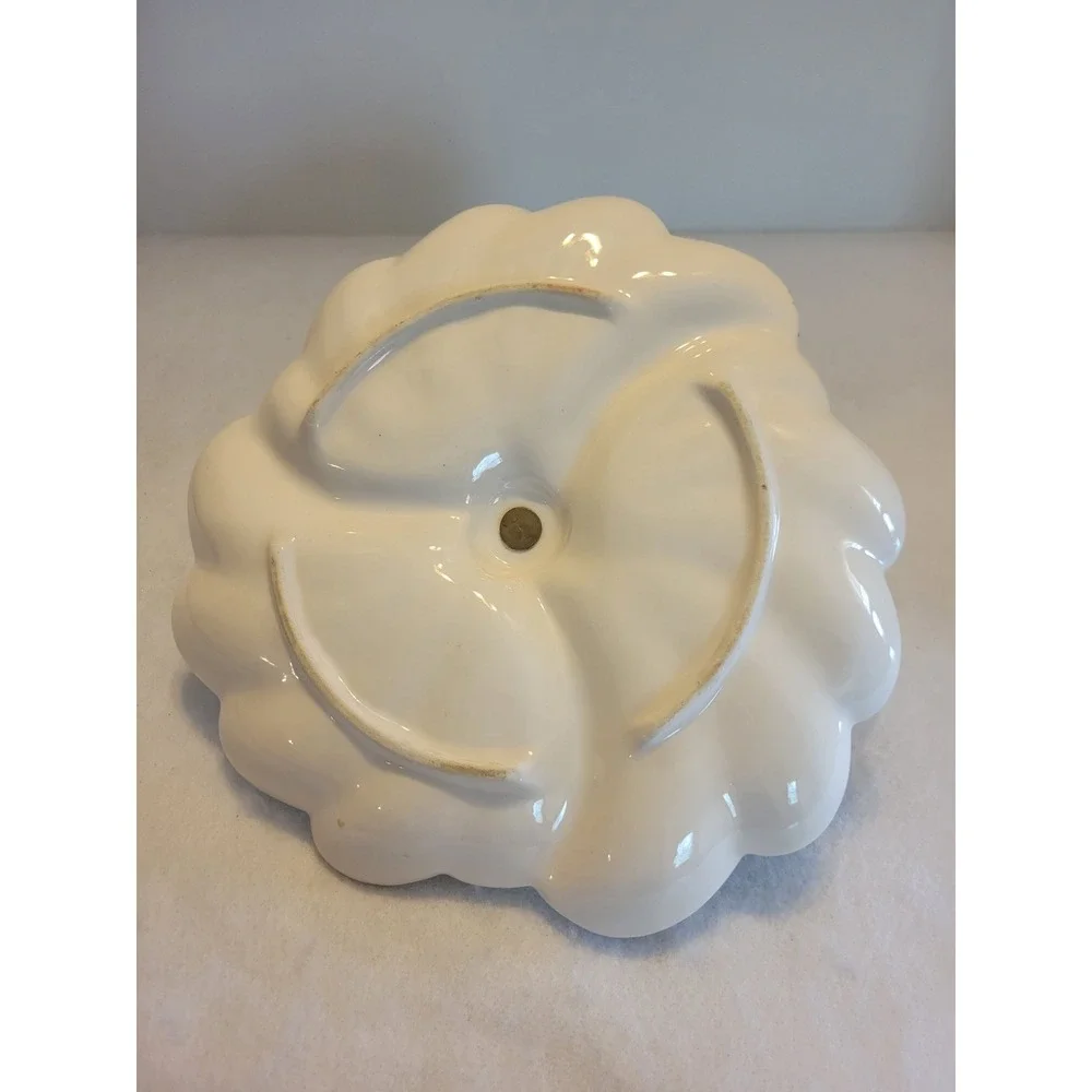 Vintage Green Leaf Divided Relish Dish w Handle MCM Candy Snack Tray‎